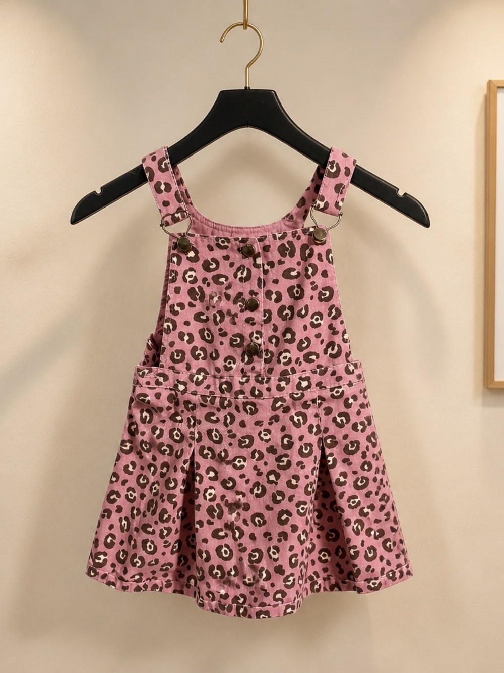 Source Unknown Pink Leopard Print Pinafore Dress